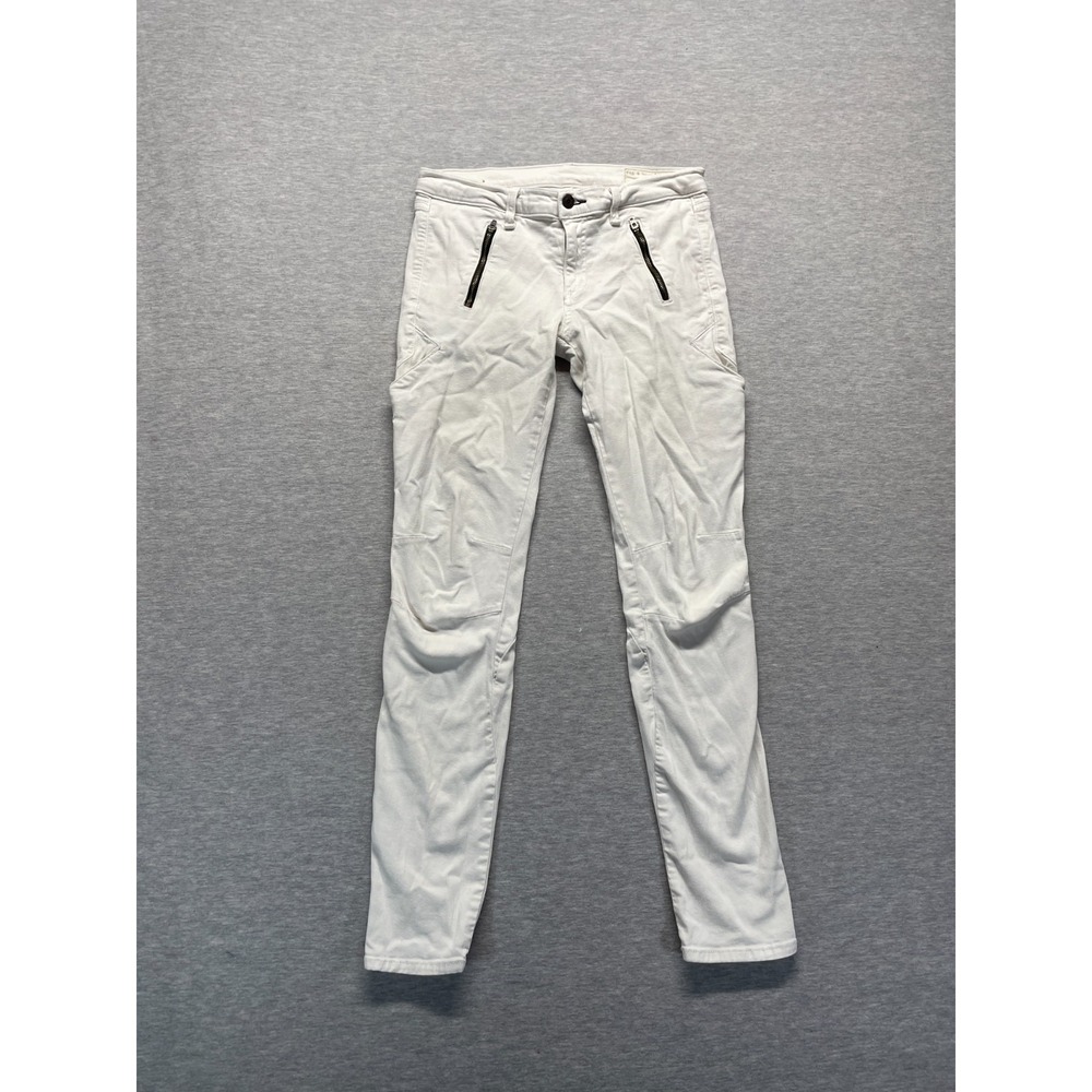 Rag & Bone Moto Stretch Skinny Jeans Womens 28 White Denim Cotton Mid Rise